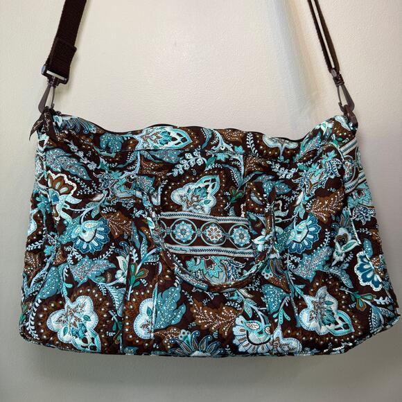 Vera Bradley Java Blue Floral Print Shoulder Weekender Duffel Bag - Picture 2 of 8